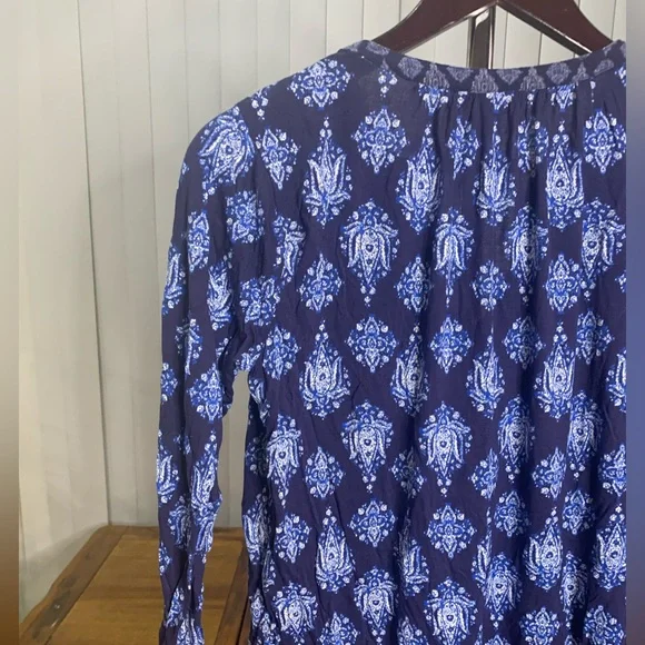 Lucky Brand Embroidered Bib Top Blue Size: S. - Picture 5 of 10